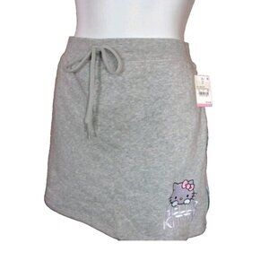 Hello Kitty Fleece Skirt Size Small Heather Gray With Pockets Embroidered NWT